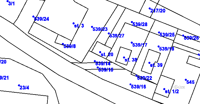 Parcela st. 20 v KÚ Lhota u Kamenice nad Lipou, Katastrální mapa