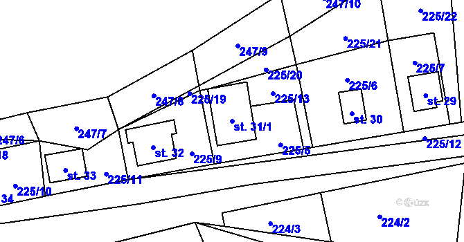 Parcela st. 31/1 v KÚ Lhota u Kamenice nad Lipou, Katastrální mapa