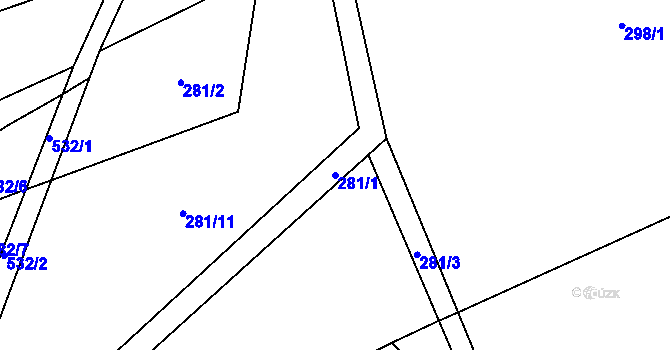 Parcela st. 281/1 v KÚ Lhota u Kamenice nad Lipou, Katastrální mapa