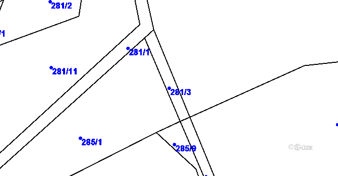 Parcela st. 281/3 v KÚ Lhota u Kamenice nad Lipou, Katastrální mapa