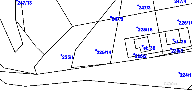 Parcela st. 225/14 v KÚ Lhota u Kamenice nad Lipou, Katastrální mapa