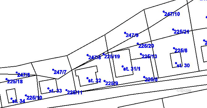 Parcela st. 225/19 v KÚ Lhota u Kamenice nad Lipou, Katastrální mapa