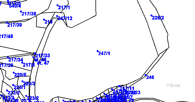 Parcela st. 247/1 v KÚ Lhota u Kamenice nad Lipou, Katastrální mapa