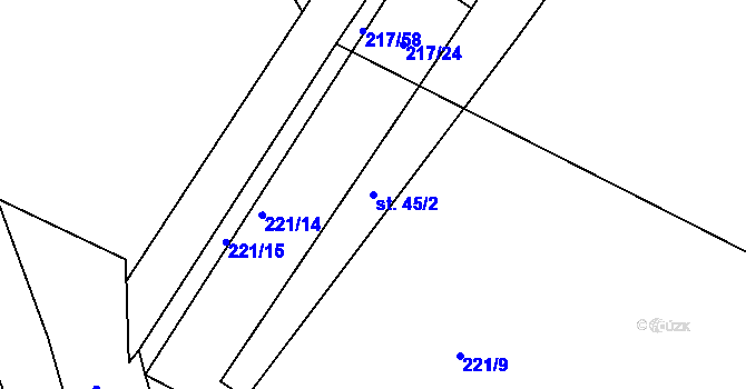 Parcela st. 45/2 v KÚ Lhota u Kamenice nad Lipou, Katastrální mapa