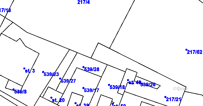 Parcela st. 217/20 v KÚ Lhota u Kamenice nad Lipou, Katastrální mapa