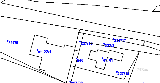 Parcela st. 227/16 v KÚ Lhota u Kamenice nad Lipou, Katastrální mapa