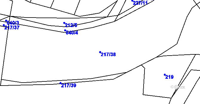 Parcela st. 217/38 v KÚ Lhota u Kamenice nad Lipou, Katastrální mapa
