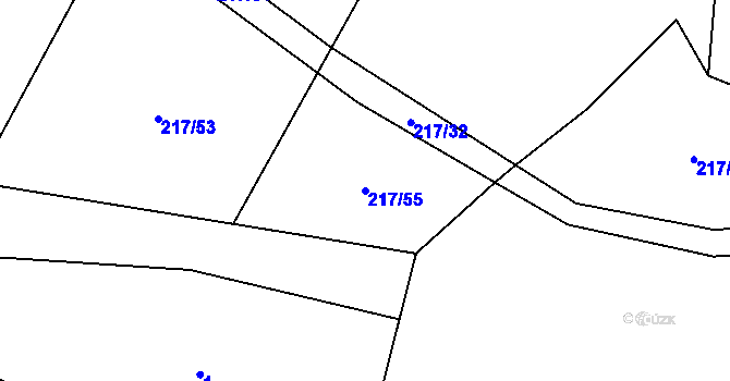 Parcela st. 217/55 v KÚ Lhota u Kamenice nad Lipou, Katastrální mapa