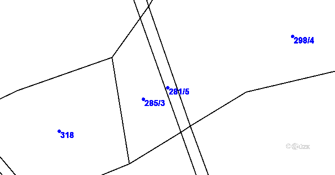 Parcela st. 281/5 v KÚ Lhota u Kamenice nad Lipou, Katastrální mapa