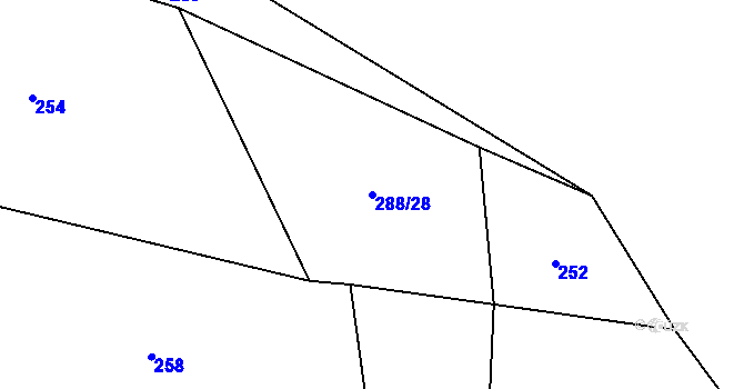 Parcela st. 288/28 v KÚ Lhota u Kamenice nad Lipou, Katastrální mapa