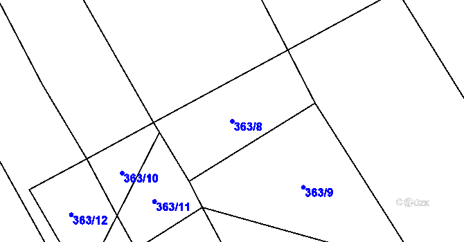 Parcela st. 363/8 v KÚ Lhota u Kamenice nad Lipou, Katastrální mapa