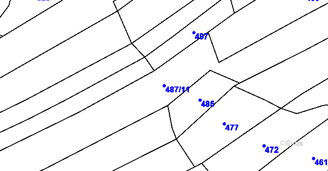 Parcela st. 487/11 v KÚ Lhota u Kamenice nad Lipou, Katastrální mapa