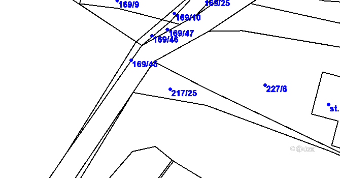 Parcela st. 217/25 v KÚ Lhota u Kamenice nad Lipou, Katastrální mapa