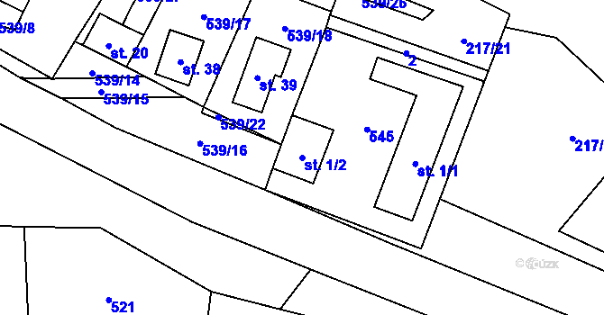 Parcela st. 1/2 v KÚ Lhota u Kamenice nad Lipou, Katastrální mapa
