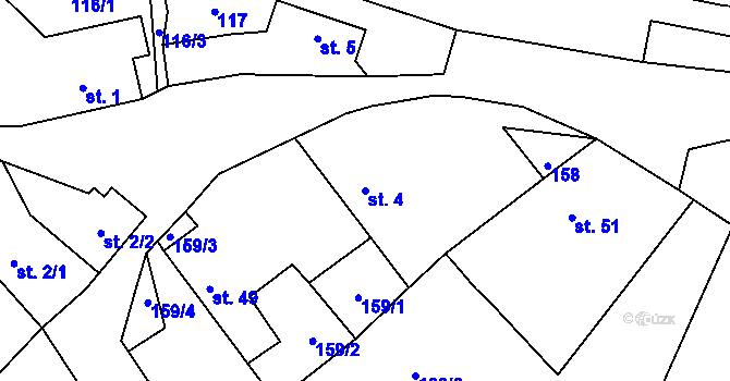 Parcela st. 4 v KÚ Lhota u Kelče, Katastrální mapa