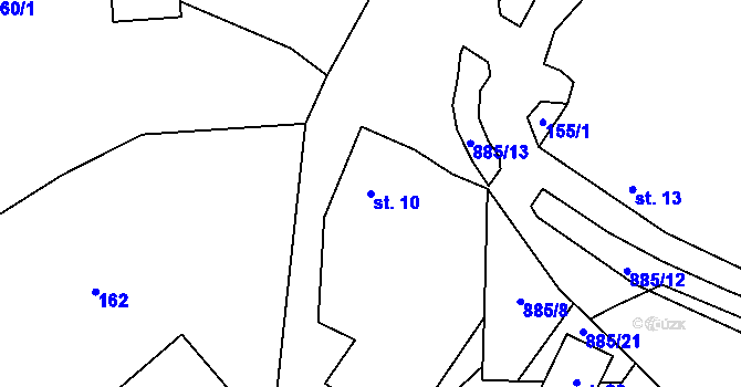 Parcela st. 10 v KÚ Lhota u Kelče, Katastrální mapa
