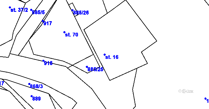 Parcela st. 16 v KÚ Lhota u Kelče, Katastrální mapa