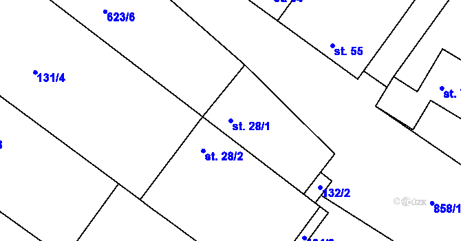 Parcela st. 28/1 v KÚ Lhota u Kelče, Katastrální mapa