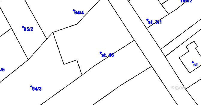 Parcela st. 46 v KÚ Lhota u Kelče, Katastrální mapa