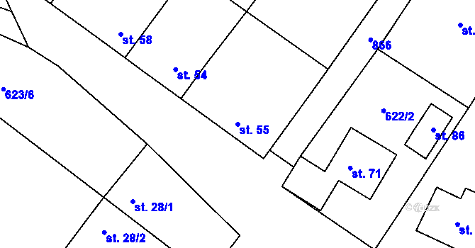 Parcela st. 55 v KÚ Lhota u Kelče, Katastrální mapa