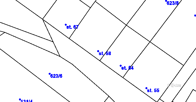 Parcela st. 58 v KÚ Lhota u Kelče, Katastrální mapa