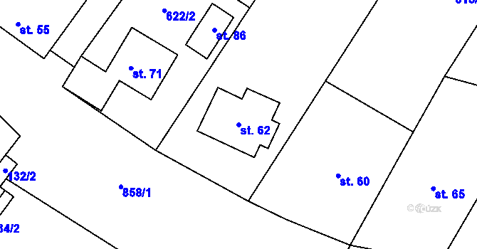 Parcela st. 62 v KÚ Lhota u Kelče, Katastrální mapa