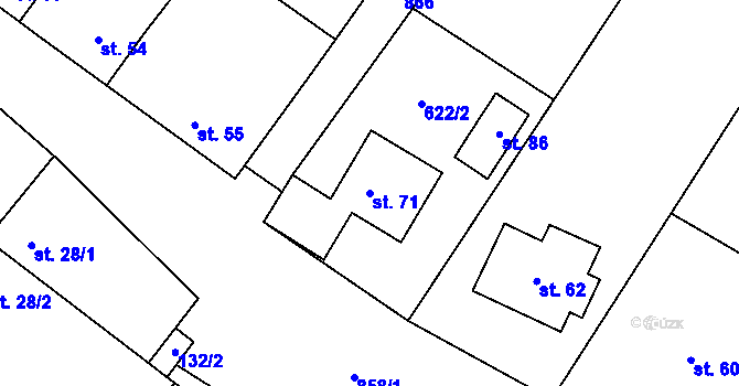 Parcela st. 71 v KÚ Lhota u Kelče, Katastrální mapa