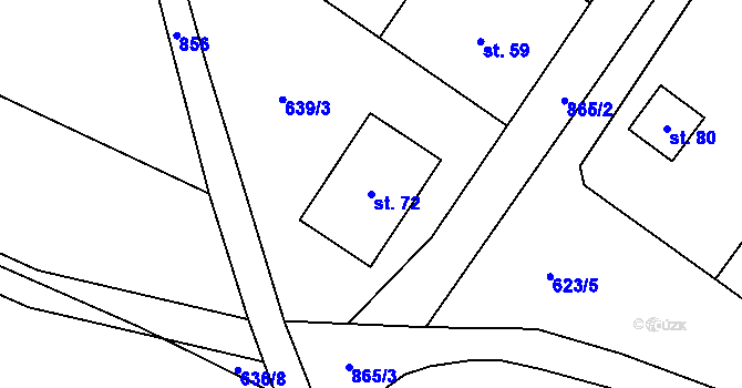 Parcela st. 72 v KÚ Lhota u Kelče, Katastrální mapa