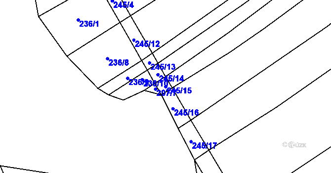 Parcela st. 245/15 v KÚ Lhota u Kelče, Katastrální mapa