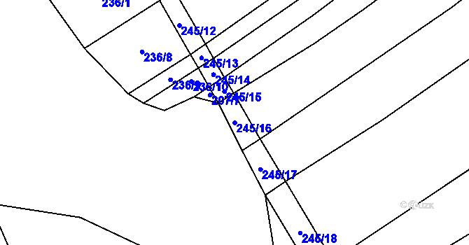 Parcela st. 245/16 v KÚ Lhota u Kelče, Katastrální mapa