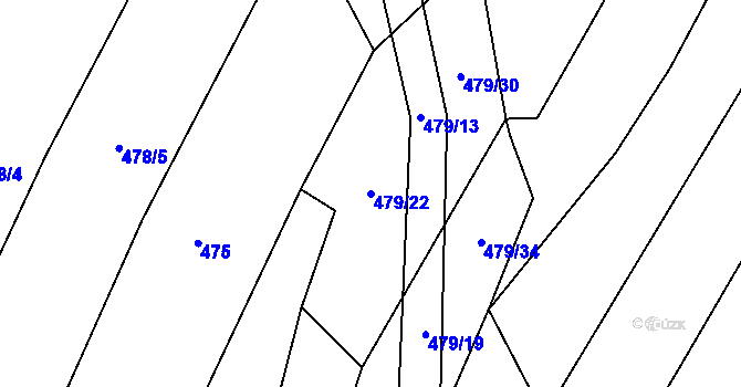 Parcela st. 479/22 v KÚ Lhota u Kelče, Katastrální mapa