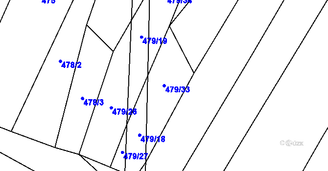 Parcela st. 479/33 v KÚ Lhota u Kelče, Katastrální mapa