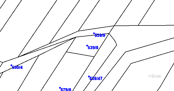 Parcela st. 539/8 v KÚ Lhota u Kelče, Katastrální mapa