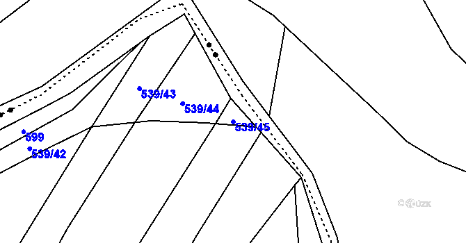 Parcela st. 539/45 v KÚ Lhota u Kelče, Katastrální mapa