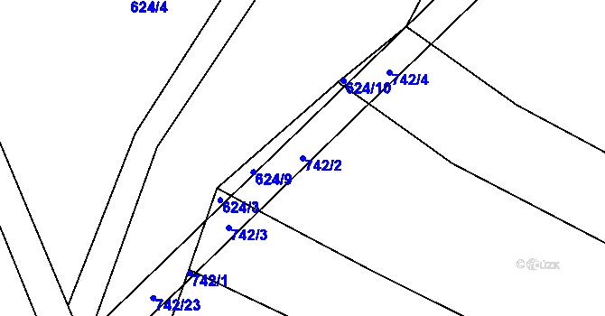 Parcela st. 742/2 v KÚ Lhota u Kelče, Katastrální mapa
