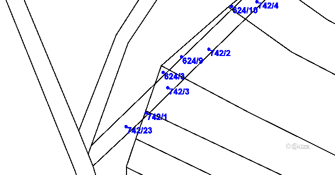 Parcela st. 742/3 v KÚ Lhota u Kelče, Katastrální mapa