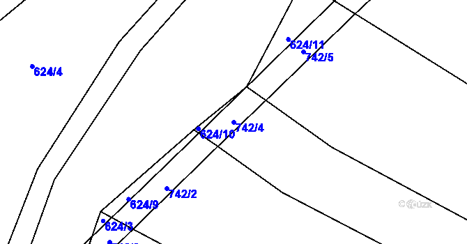 Parcela st. 742/4 v KÚ Lhota u Kelče, Katastrální mapa