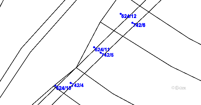 Parcela st. 742/5 v KÚ Lhota u Kelče, Katastrální mapa
