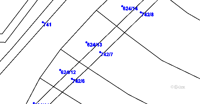 Parcela st. 742/7 v KÚ Lhota u Kelče, Katastrální mapa