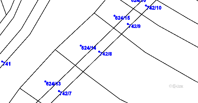 Parcela st. 742/8 v KÚ Lhota u Kelče, Katastrální mapa