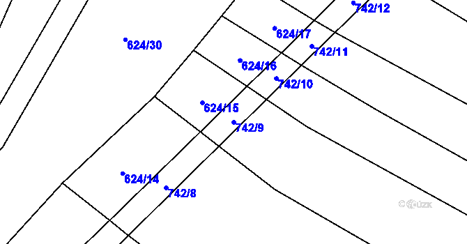 Parcela st. 742/9 v KÚ Lhota u Kelče, Katastrální mapa