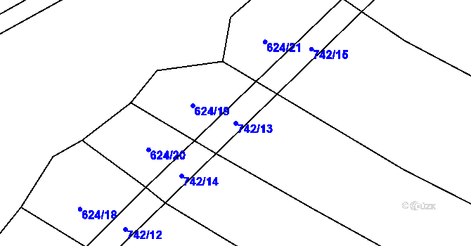 Parcela st. 742/13 v KÚ Lhota u Kelče, Katastrální mapa