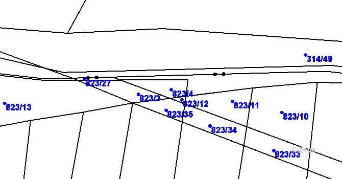 Parcela st. 823/4 v KÚ Lhota u Kelče, Katastrální mapa