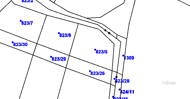 Parcela st. 823/5 v KÚ Lhota u Kelče, Katastrální mapa