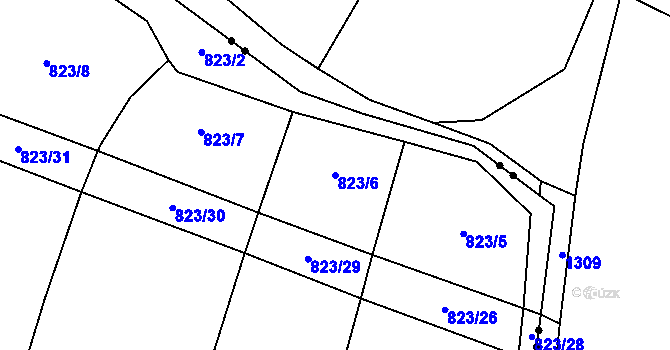 Parcela st. 823/6 v KÚ Lhota u Kelče, Katastrální mapa