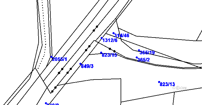 Parcela st. 823/15 v KÚ Lhota u Kelče, Katastrální mapa