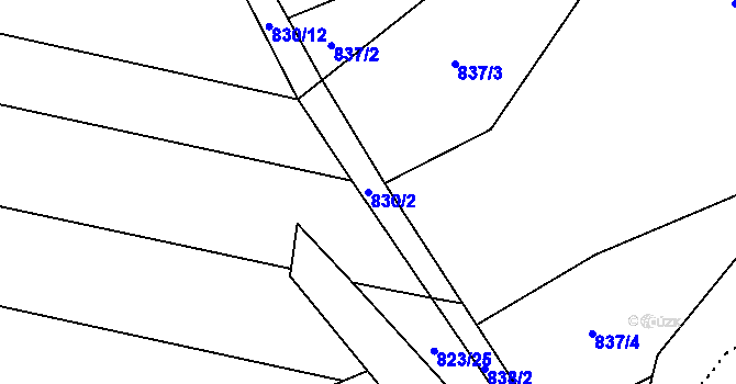 Parcela st. 830/2 v KÚ Lhota u Kelče, Katastrální mapa