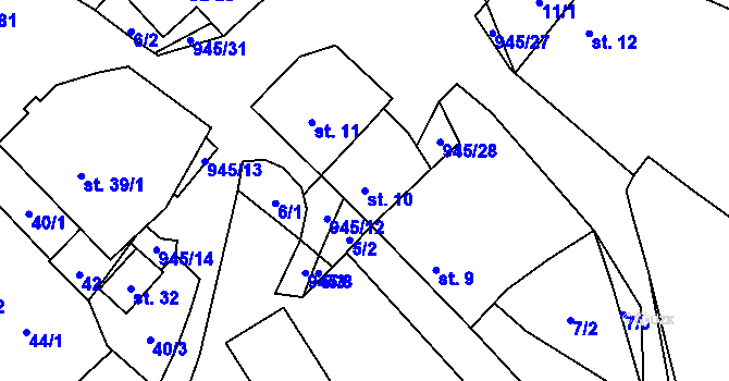 Parcela st. 10 v KÚ Lhota u Lysic, Katastrální mapa