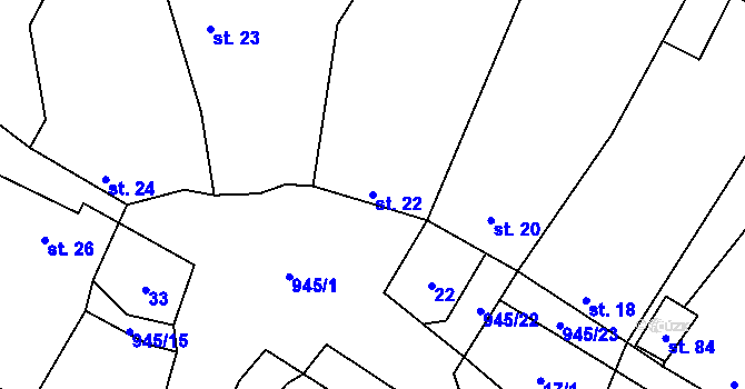 Parcela st. 22 v KÚ Lhota u Lysic, Katastrální mapa