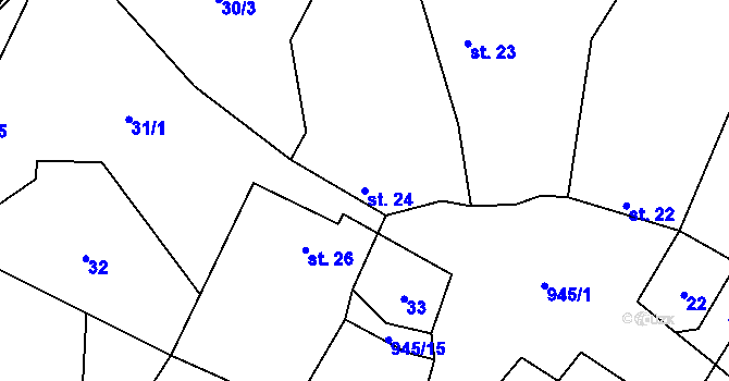 Parcela st. 24 v KÚ Lhota u Lysic, Katastrální mapa